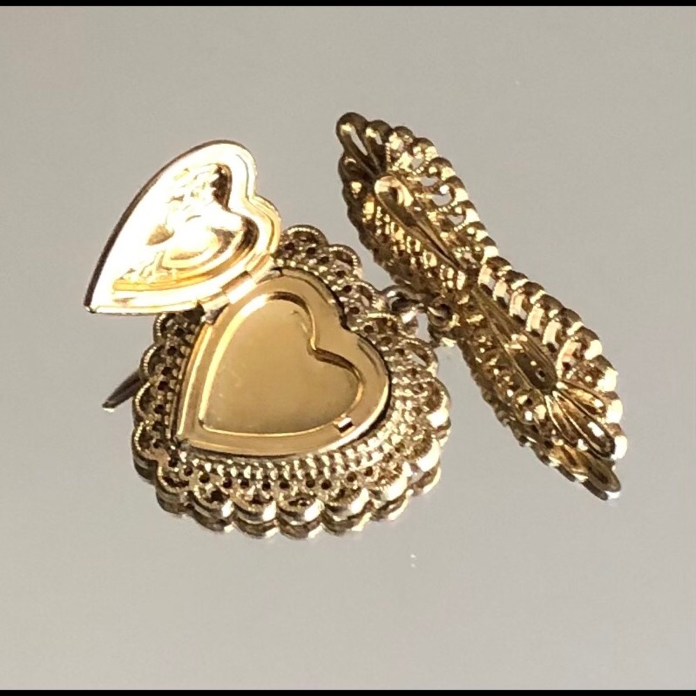 Vintage beautiful heart Locket Pic Frame  brooch. BO2 - Picture 3 of 5